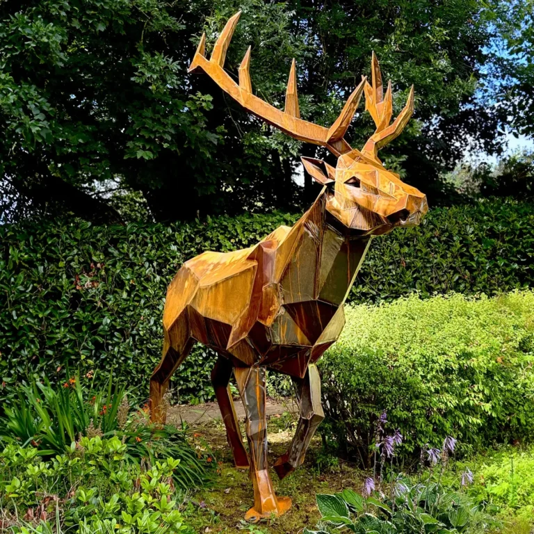 Geometric corten steel buck sculpture by Barry McCann of MetalMade Special