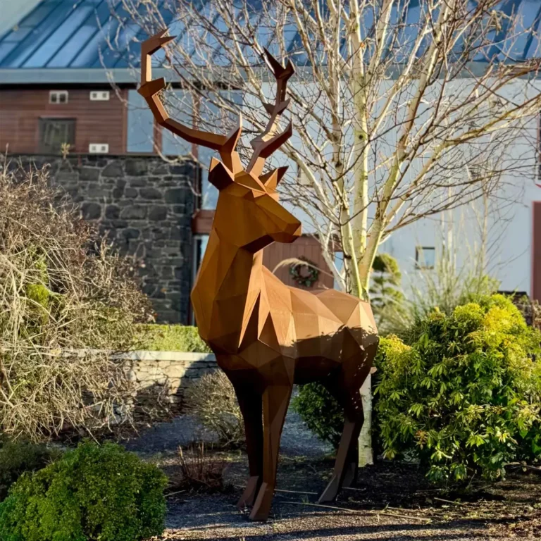 Geometric corten steel stag sculpture by Barry McCann of MetalMade Special