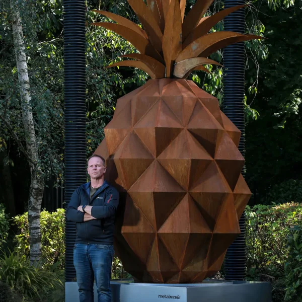 Bespoke corten steel pineapple — an example of Barry McCann's custom commission work
